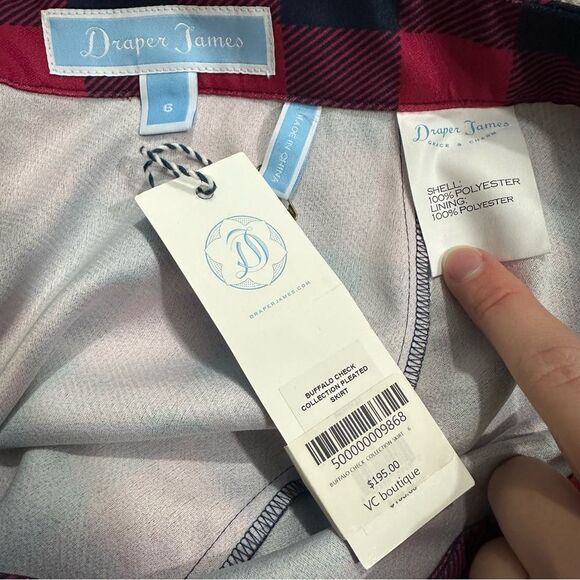 Draper James Buffalo Checkered Collection Pleated Midi Skirt NWT Size 6 Red - Picture 8 of 15